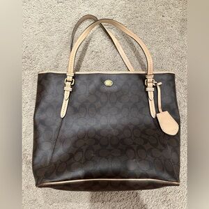 “Preloved” Coach Brown and Tan Signature Tote Bag